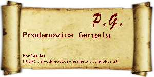 Prodanovics Gergely névjegykártya